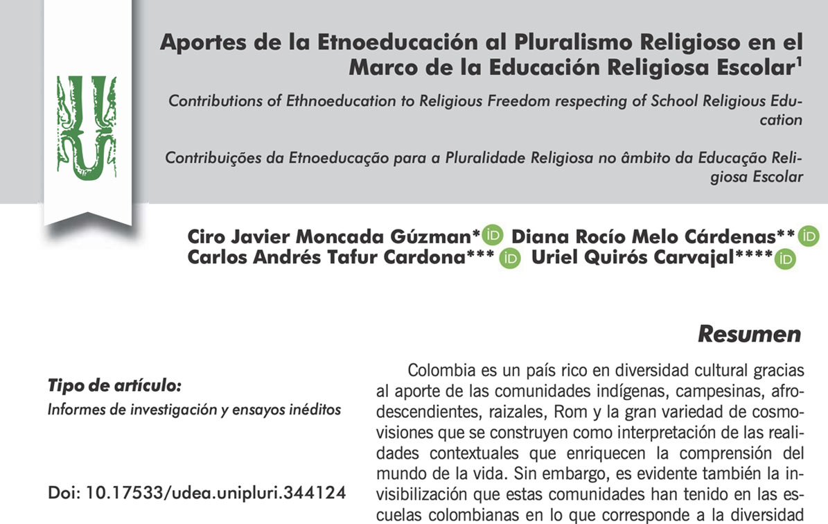 Aportes de la Etnoeducación al Pluralismo Religioso en el Marco de la ERE